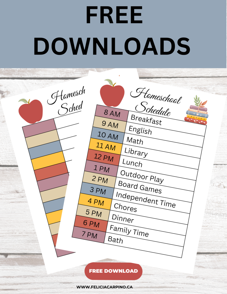 Free daily planner for homeschooling moms